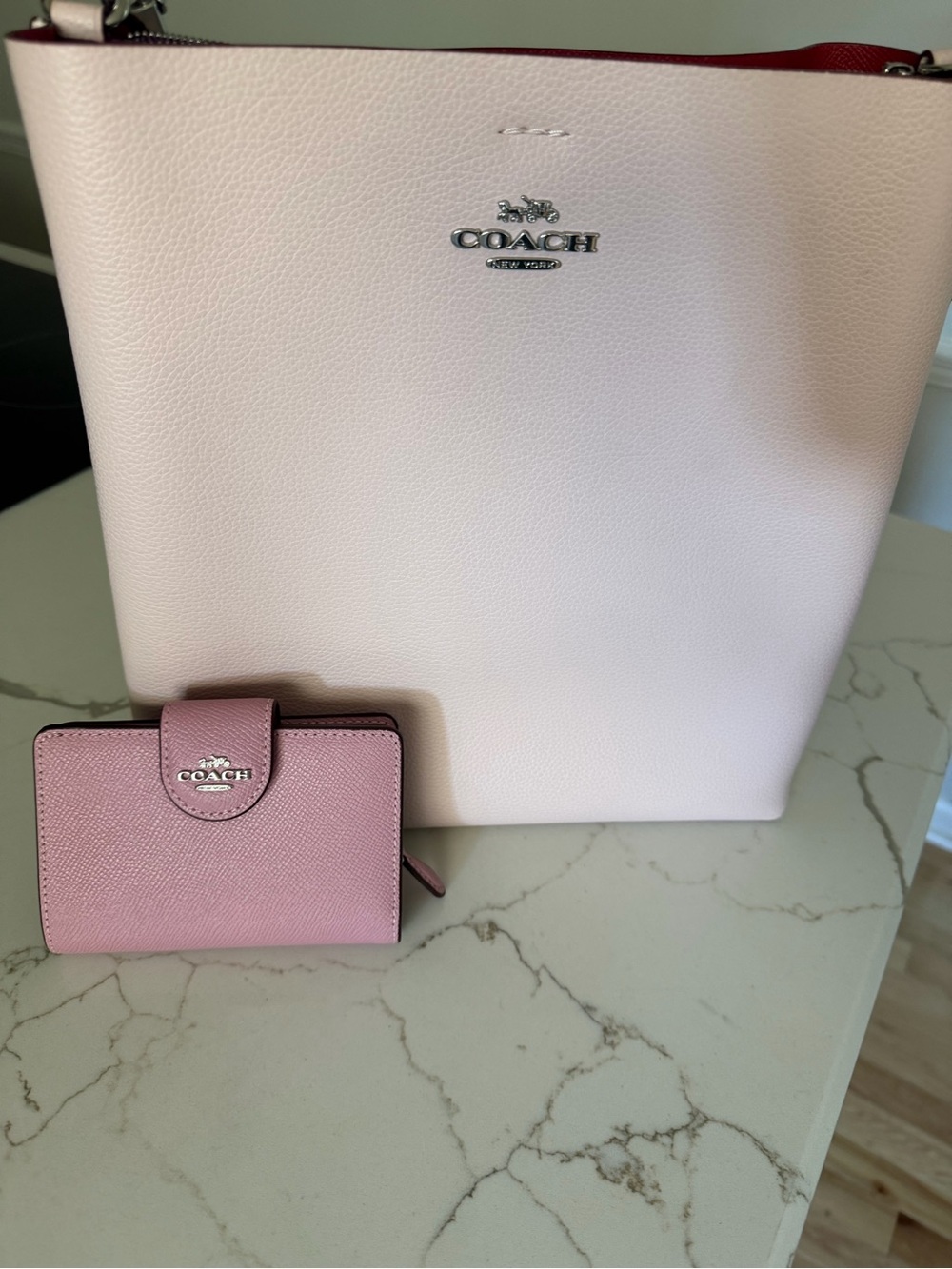 Coach Light Pink Leather Tote with Matching Dusty Rose Wallet